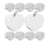 Placa de Identificación Corazón Hueco para Perro 10 Piezas | Grabado de Información, Ligera y Resistente al Óxido, para Collar, Bolso y Llavero, Color Plata