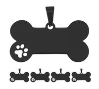 Placa de Identificación en Forma de Hueso 5 Piezas para Perros | Doble Cara, Diseño Hueco de Pata, Fácil de Colocar en Collar o Anilla, para Gatos y Paseos