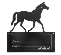Placa de Identificación Grabado Profundo en Hierro Negro | Diseño Colgante Orificios para Montaje, Resistente a Impactos, Adecuado para Establos Ecuestres al Aire