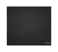Placa de inducción bosch pid61ahc1e con 3 zonas de cocción zona grande de 32cm 7400 w negro 60cm