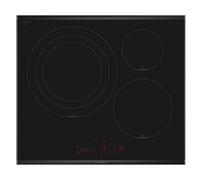 Placa de inducción bosch pid675hc1e con 3 zonas de cocción zona grande de 30cm 7400 w negro 60cm