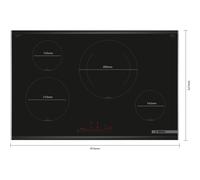 Placa de inducción bosch pie875hc1e con 4 zonas de cocción zona grande de 28cm y zona flex 7400 w negro 82cm