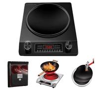 Placa de inducción comercial de 3500 W, superficie plana y cóncava opcional, cocina de inducción wok, cocina de mesa de acero inoxidable con perilla y pantalla digital para freír, catering en el hogar