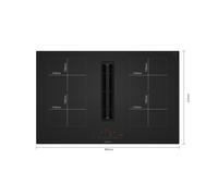 Placa de inducción con extractor edesa ed81ahq26e con 4 zonas de cocción y zona flex 7400w negro 80 cm