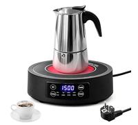 Placa De Inducción Mini 1500 W, Placa Única, Con 7 Niveles De Potencia (100-1500 W), 8 Funciones De Cocina, Superficie De Vitrocerámica (Set de placa de inducción y cafetera)