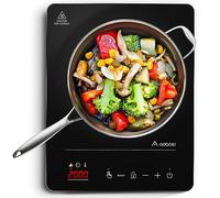 Placa de inducción, placa de inducción Aobosi 1 placa, 10 niveles de potencia y 10 niveles de temperatura,pantalla LED y función temporizador, control táctil,2000W