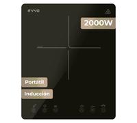 Placa de Inducción Portátil EVVO V26 Trip, 2000W, Control Táctil, Ajuste de Temperatura y Potencia, Temporizador , Compacta