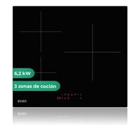 Placa de inducción Svan SI3602B Integrada 3 Zonas 50 cm Cristal Negro