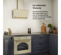 Klarstein Victoria Placa Inducción - 4 Zonas, 7000W Con Potenciadores, Control Deslizante, Temporizador & Bloqueo Infantil, Cristal Cerámico Crema, Diseño Encastrable 59cm