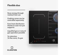 Placa de inducción y gas MultiChef 4 4 zonas de cocción 2 quemadores de gas 2 placas de inducción FlexZone Klarstein