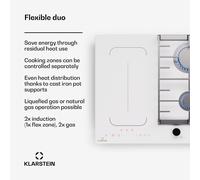 Placa de inducción y gas MultiChef 4 4 zonas de cocción 2 quemadores de gas 2 placas de inducción FlexZone Klarstein