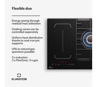 Placa de inducción y gas MultiChef 5 5 zonas de cocción 3 quemadores de gas 2 placas de inducción FlexZone