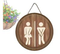 Placa de inodoro - Madera rústica -Business - Placa de inodoro para decoración de pared | Señales de baño para negocios para oficina, carteles de inodoro, hotel, hogar | Adecuado para mujeres, hombres