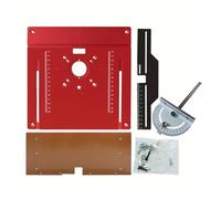Placa de inserción abatible for espigado de 245x240mm, hecha de aleación de aluminio con guía deslizante y calibre de inglete de 180 grados, elevador de enrutador(Red Plate Kit)
