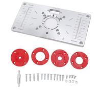 Placa de inserción de Mesa de enrutador Placa de enrutador de carpintería de aleación de Aluminio con 4 Anillos de inserción para Corte de Fresado Ranurado Rojo 23.5x12x0.8cm