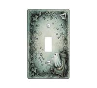 Placa de interruptor de palanca de fantasmas y reloj antiguo, ilustración | Reloj antiguo, vides de hiedra, llaves de esqueleto, arte gótico, ilustración fantástica