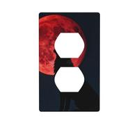 Placa de interruptor de policarbonato irrompible Blood Moon Wolf, 1 banda, placa de pared sin tornillos para oficina en casa