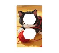 Placa de interruptor de policarbonato irrompible con bola de hilo de gato, 1 banda, placa de pared sin tornillos para oficina en casa