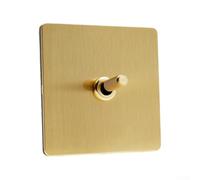 Placa de interruptor dorada mate tipo 86, placa frontal de acero inoxidable cepillado con palanca de latón, interruptor de luz industrial retro para decoración de hoteles domésticos (A)