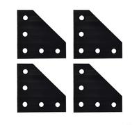Placa de junta de perfil de aluminio, soporte de esquina de 90 grados para marco de aluminio de la serie 2020, conector de fijación de 5 agujeros con tornillos y tuercas, paquete de 4 (negro)