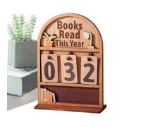 Placa de lectura: rastreador personal de tablero de conteo, acento de biblioteca de madera rústica, pantalla de seguimiento de literatura, función de personalización de estilo pizarra, artículo de dec
