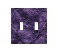 Placa de luz de cuarzo morado oscuro con diseño de mármol de doble banda, decoración de interruptor de pared, tamaño estándar, 11,4 x 11,4 cm