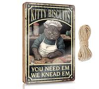 Placa de madera | Abrigo de pared y resistente a la humedad - Decoración al aire libre para patio/decoración de pared occidental, galletas de gatito We Knead Em You Need Em