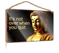 Placa de madera colgante con texto en inglés "It'S Not Over When You Quit" ("No termina cuando te quit") letrero divertido para decoración de baño (15 x 28 cm)