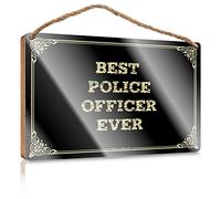 Placa de madera con acabado lacado, superficie impresa vintage, decoración de ventana de cocina/decoración de cocina para mostrador para el mejor oficial de policía de la historia