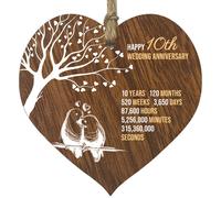 Placa de madera con forma de coraz n para el d cimo aniversario de bodas, letrero de madera oscura, recuerdo para celebrar el aniversario de hoja