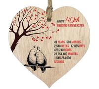 Placa de Madera con Forma de corazón de 49 Aniversario de Boda, Recuerdo de Madera Clara, para Celebrar Aniversario, Esposa, Marido, Novio, Novia, Placa con Citas, Regalos de los niños