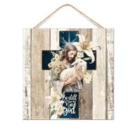 Placa de madera con texto en inglés «Be still And Know That I Am God» para decoración de pared, divertido letrero cristiano de Jesús, letrero de pared de madera antigua para oficinas, dormitorio