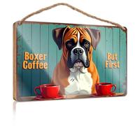 Placa de madera con texto en inglés "Boxer Coffee: But First, A Moment With My Friend" (20 x 30 cm)