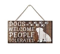 Placa de madera con texto en inglés "Dogs Welcome People Tolerated", palés de madera para decoración de pared del hogar, letrero de madera con texto en inglés "My Love Dog", rústico para granja,