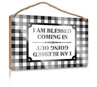 Placa de madera con texto en inglés "Entrance Only", decoración de pared de baño, decoración divertida para escritorio, decoración de pared de baño, con texto en inglés "I Am Blessed Coming In And