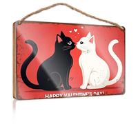 Placa de madera con texto en inglés "Love Cats: A Valentine's Tale of Black And White Affection" (20 x 30 cm)