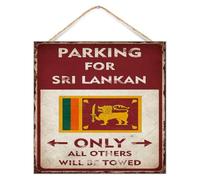 Placa de madera con texto en inglés "Parking for Sri Lankan Only All Others Will Be Towed", decoración primitiva, divertida bandera nacional, letreros retro de madera para el hogar, baño, ventana, 12