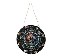 Placa de madera de 30 cm con diseño de rueda del año, vacaciones Wicca, calendario Wicca, altar de Yule con patrón de nudos, brujas, runas, sábados, signo para decoración vintage hecha a mano