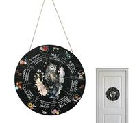 Placa de madera de la rueda del año, 12 pulgadas, diseño de la rueda del año Wiccan, placa de puerta para celebraciones, decoración de pared con calendario de brujas como regalo de inauguración