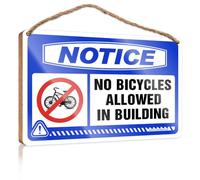 Placa de madera | Impresión plana en madera y decoración de puerta para colgar - Ideas de decoración de baño/decoración de la casa sala de estar, aviso de que no se permiten bicicletas en el edificio