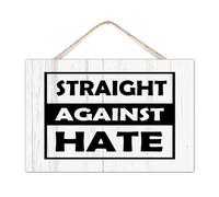 Placa de madera moderna recta contra el odio, decoración primitiva para casa, orgullo bisexual, amor es amor, letreros de madera pintados para decoración de pared para habitación, 12 x 8 pulgadas