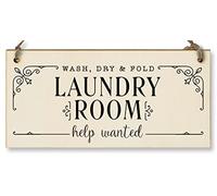 Placa de madera para colgar en la pared, hecha a mano, lavada, seca, plegable, para cuarto de lavado, con texto en inglés "Help Wanted", divertido letrero decorativo para regalo para mamá