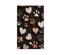 Placa de madera para interruptor de luz con estampado de corazón y pata, diseño de animales marrones para decoración del hogar, placas de pared termoplásticas, placa de cubierta en blanco de tamaño