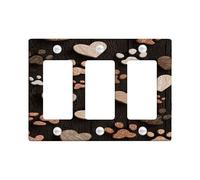Placa de madera para interruptor de luz con estampado de corazón y pata, diseño de animales marrones para decoración del hogar, placas de pared termoplásticas, tamaño estándar de 3 bandas