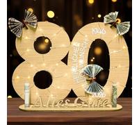 Placa de madera para libro de visitas, decoración del 80 cumpleaños, regalo de dinero, placa de madera, libro de visitas, cumpleaños como regalos personalizados, adecuado para hombres, mujeres,