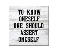 Placa de madera para pared con texto en inglés "To Know Oneself one Should Assert Onesselfself", arte de pared clásico decorativo para dormitorio, sala de estar, oficina, hogar, regalo de inauguración