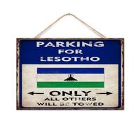 Placa de madera para pared de estacionamiento para Lesotho, bandera deportiva, bar, fiesta, eventos, placa de madera de 12 x 8 pulgadas, bandera nacional, regalos náuticos, decoración del hogar