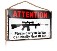 Placa de madera para porche al aire libre Atención: por favor lleva una identificación para que podamos notificar al próximo de tu familia, carteles e impresiones para bar en casa (20 x 30 cm)