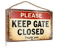 Placa de madera para porche al aire libre, con texto en inglés "Please Keep Gate Closed Thank You". Carteles e impresiones para bar en casa (20 x 30 cm)