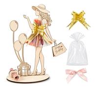 Placa de madera para regalo de dinero, regalo de cumpleaños, regalo de dinero para niñas con feliz cumpleaños, regalo de cumpleaños con lazo y bolsa de regalo